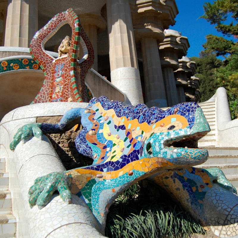 Foto all'ingresso del Parc Güell a Barcellona